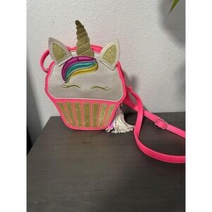 Kids Unicorn Cupcake Crossbody Purse Bag Pink Gold Glitter Sparkle